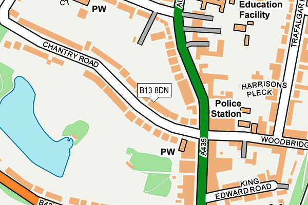 B13 8DN map - OS OpenMap – Local (Ordnance Survey)