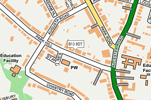 B13 8DT map - OS OpenMap – Local (Ordnance Survey)