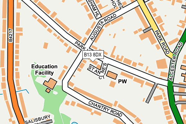 B13 8DX map - OS OpenMap – Local (Ordnance Survey)