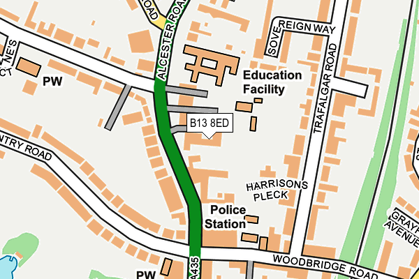 B13 8ED map - OS OpenMap – Local (Ordnance Survey)