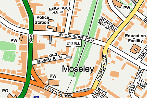 B13 8EL map - OS OpenMap – Local (Ordnance Survey)