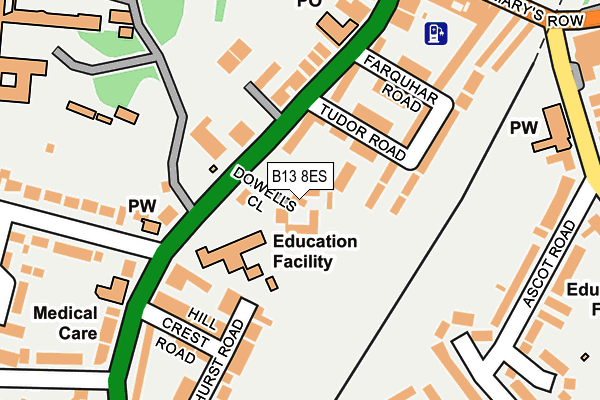 B13 8ES map - OS OpenMap – Local (Ordnance Survey)