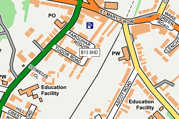B13 8HD map - OS OpenMap – Local (Ordnance Survey)