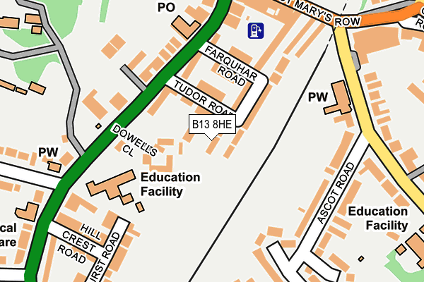 B13 8HE map - OS OpenMap – Local (Ordnance Survey)