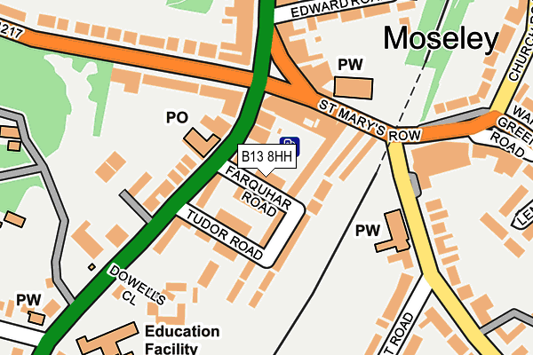B13 8HH map - OS OpenMap – Local (Ordnance Survey)