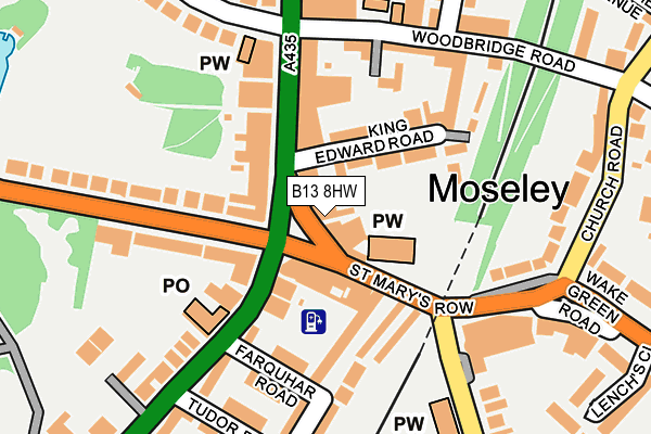B13 8HW map - OS OpenMap – Local (Ordnance Survey)