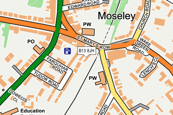 B13 8JH map - OS OpenMap – Local (Ordnance Survey)