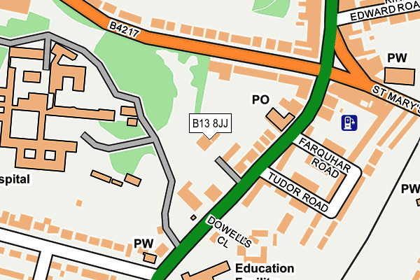 B13 8JJ map - OS OpenMap – Local (Ordnance Survey)