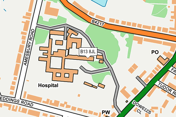 B13 8JL map - OS OpenMap – Local (Ordnance Survey)