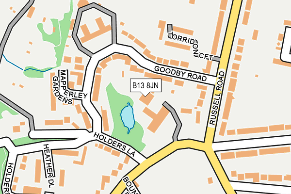 B13 8JN map - OS OpenMap – Local (Ordnance Survey)
