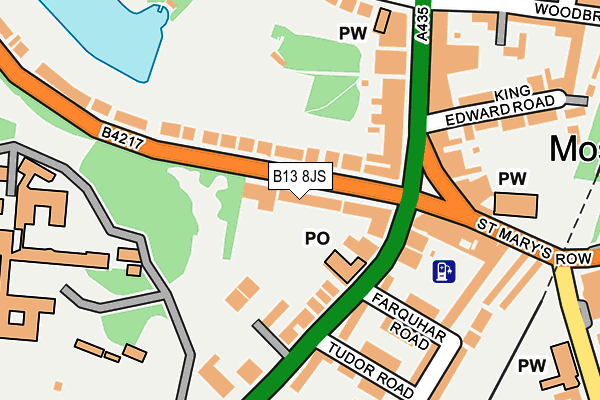 B13 8JS map - OS OpenMap – Local (Ordnance Survey)