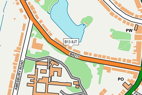 B13 8JT map - OS OpenMap – Local (Ordnance Survey)