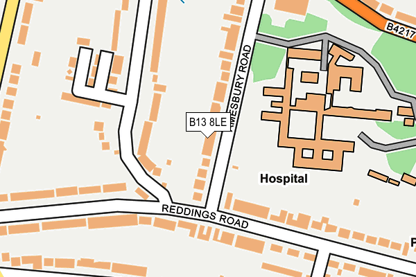 B13 8LE map - OS OpenMap – Local (Ordnance Survey)