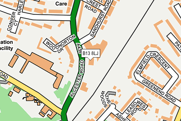 B13 8LJ map - OS OpenMap – Local (Ordnance Survey)