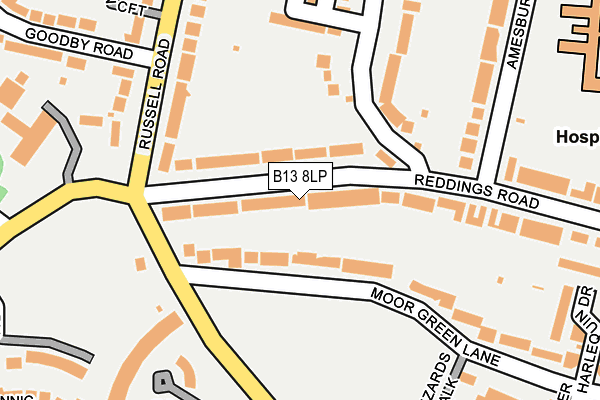 B13 8LP map - OS OpenMap – Local (Ordnance Survey)