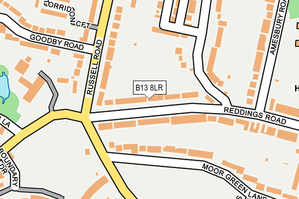 B13 8LR map - OS OpenMap – Local (Ordnance Survey)