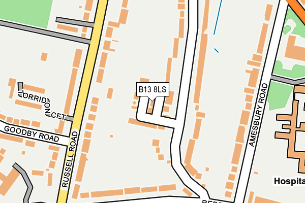B13 8LS map - OS OpenMap – Local (Ordnance Survey)