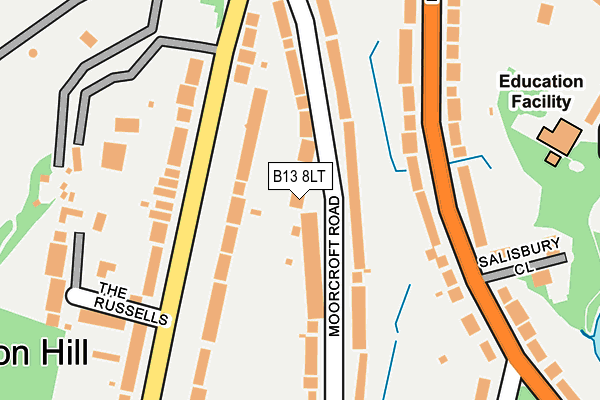 B13 8LT map - OS OpenMap – Local (Ordnance Survey)