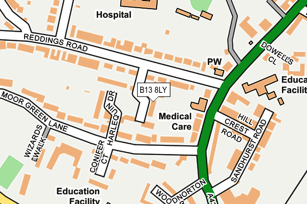 B13 8LY map - OS OpenMap – Local (Ordnance Survey)