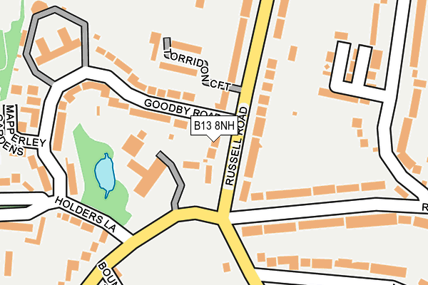 B13 8NH map - OS OpenMap – Local (Ordnance Survey)
