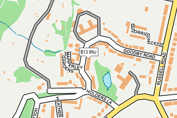 B13 8NJ map - OS OpenMap – Local (Ordnance Survey)
