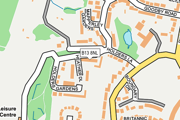 B13 8NL map - OS OpenMap – Local (Ordnance Survey)