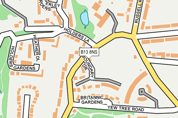 B13 8NS map - OS OpenMap – Local (Ordnance Survey)
