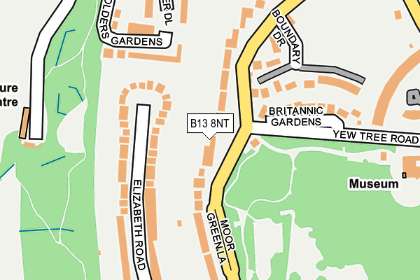 B13 8NT map - OS OpenMap – Local (Ordnance Survey)