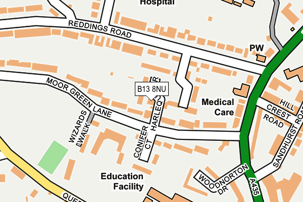 B13 8NU map - OS OpenMap – Local (Ordnance Survey)