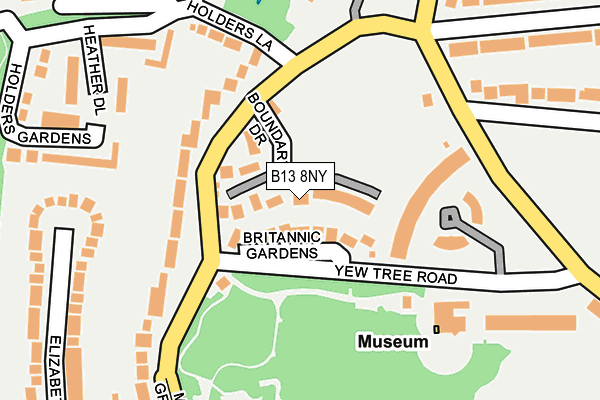 B13 8NY map - OS OpenMap – Local (Ordnance Survey)