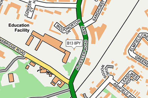 B13 8PY map - OS OpenMap – Local (Ordnance Survey)