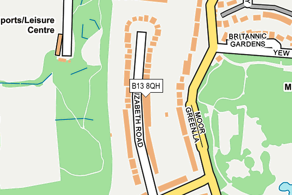 B13 8QH map - OS OpenMap – Local (Ordnance Survey)