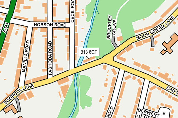 B13 8QT map - OS OpenMap – Local (Ordnance Survey)