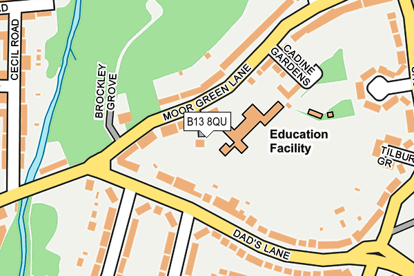 B13 8QU map - OS OpenMap – Local (Ordnance Survey)