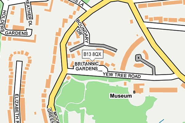B13 8QX map - OS OpenMap – Local (Ordnance Survey)
