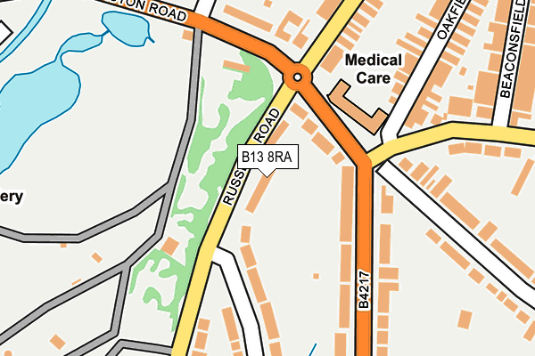 B13 8RA map - OS OpenMap – Local (Ordnance Survey)