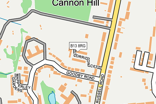 B13 8RG map - OS OpenMap – Local (Ordnance Survey)