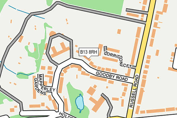 B13 8RH map - OS OpenMap – Local (Ordnance Survey)