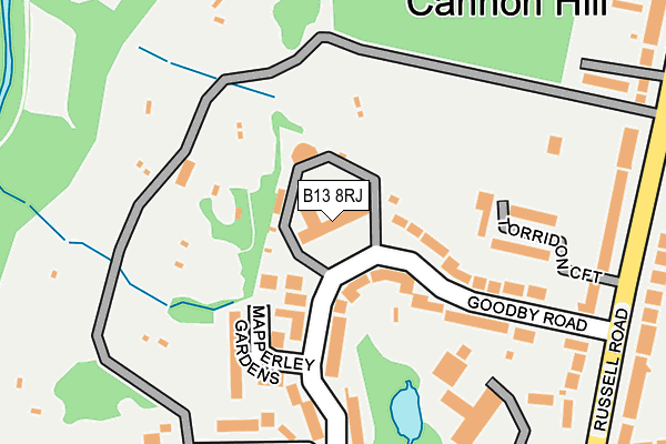 B13 8RJ map - OS OpenMap – Local (Ordnance Survey)