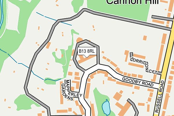 B13 8RL map - OS OpenMap – Local (Ordnance Survey)