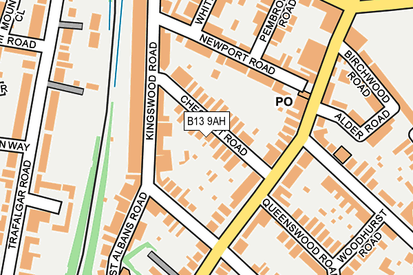 B13 9AH map - OS OpenMap – Local (Ordnance Survey)