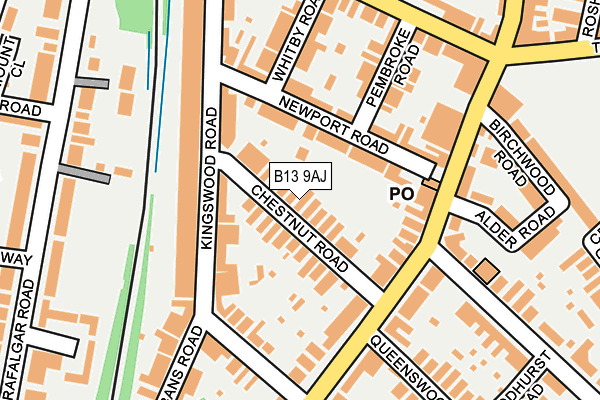 B13 9AJ map - OS OpenMap – Local (Ordnance Survey)