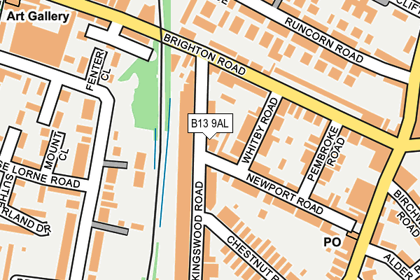 B13 9AL map - OS OpenMap – Local (Ordnance Survey)