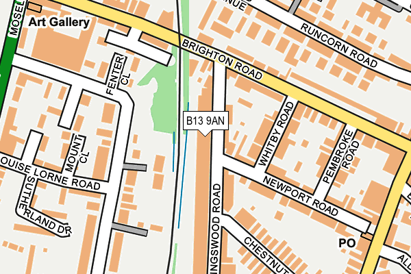 B13 9AN map - OS OpenMap – Local (Ordnance Survey)