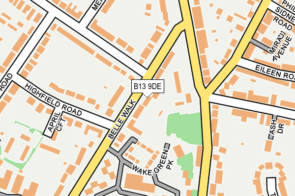 B13 9DE map - OS OpenMap – Local (Ordnance Survey)