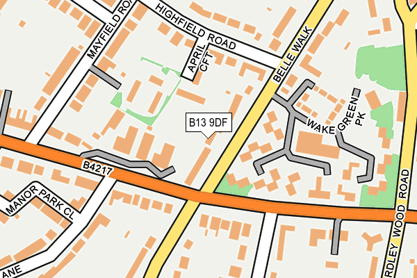 B13 9DF map - OS OpenMap – Local (Ordnance Survey)