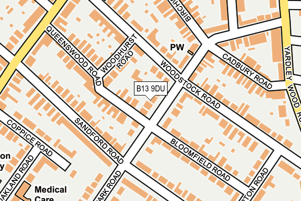B13 9DU map - OS OpenMap – Local (Ordnance Survey)