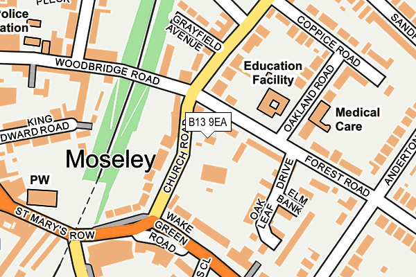 B13 9EA map - OS OpenMap – Local (Ordnance Survey)