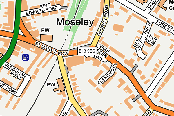 B13 9EG map - OS OpenMap – Local (Ordnance Survey)