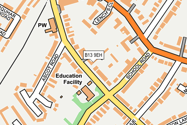 B13 9EH map - OS OpenMap – Local (Ordnance Survey)
